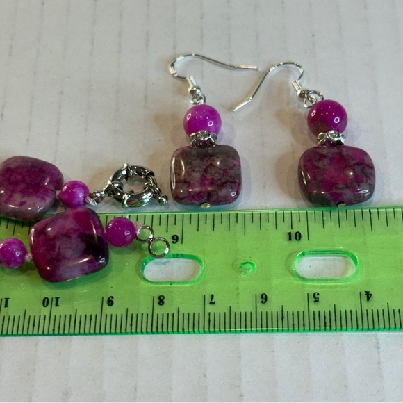🆕 🌸 Stunning Natural Magenta Jasper Necklace & Earring Set – Handmade 🆕 - Picture 11 of 16